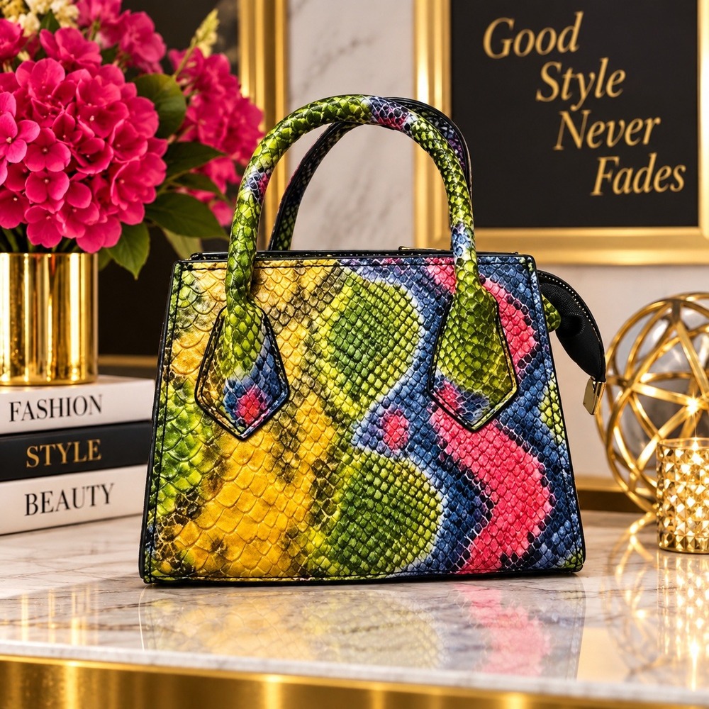 Purse Women Mini‎ Multicolored Snake Skin Print Small Handbag